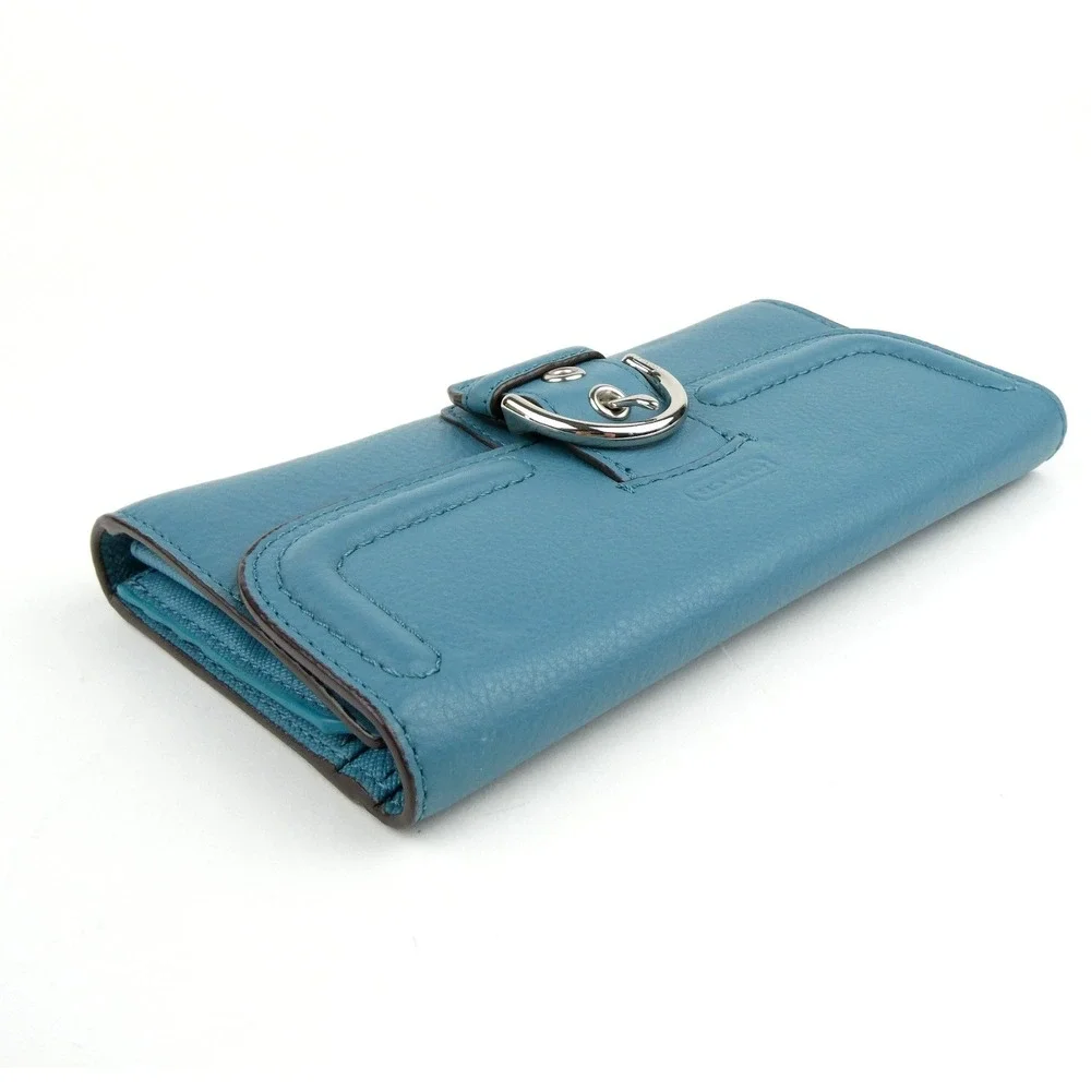 Coach Soho Teal Leather Trifold Wallet